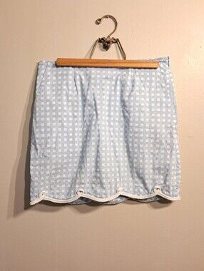 Golftini Shirley Temple Light Blue Gingham Scalloped Hem Women's Skort